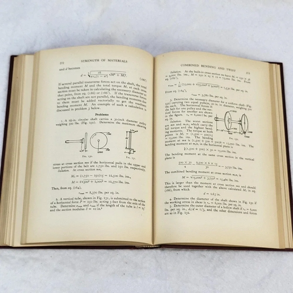 1938 Strength of Materials Part I Elementary Theory Problems Timoshenko HC